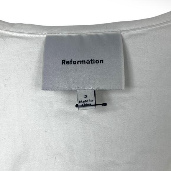 Reformation White Cotton Renna Blouse Top Size 2 - Picture 11 of 13